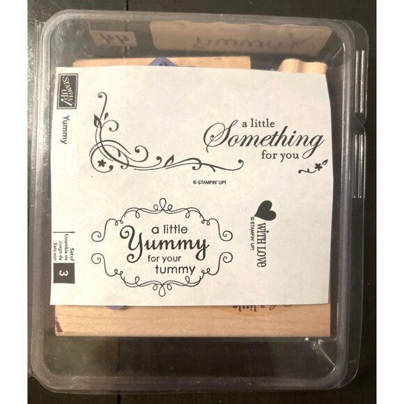 Stampin Up! Yummy wood mounted rubber stamp set 113782 new holiday - Picture 1 of 4